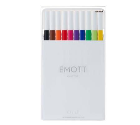 Fineliner Emott - tratto 0,4 mm - colori assortiti standard - conf. 10 pezzi - Uni Mitsubishi - M PEM-SY 10C 1 - 4902778248362 - DMwebShop