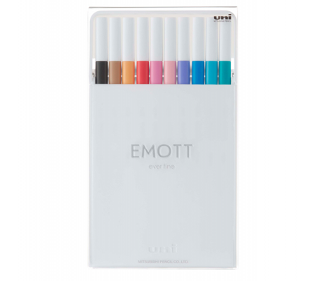 Fineliner Emott - tratto 4 mm - colori assortiti soft pastel - conf. 10 pezzi - Uni Mitsubishi - M PEM-SY 10C 2 - 4902778248379 - DMwebShop