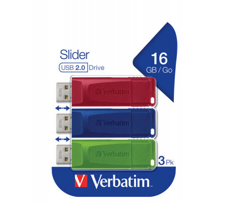 USB Pen Drive 3.2 Gen 1 Drive - 16 Gb - rosso-giallo-blu - conf. 3 pezzi - Verbatim - 49306 - 49326 - 023942493068 - DMwebShop