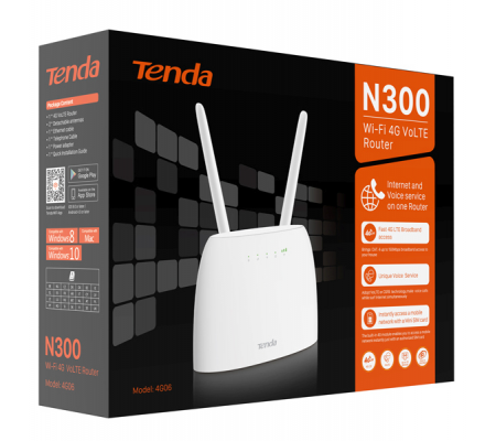 Router N 300 Volte - WiFi LTE 4G - Tenda - 4G06 - 6932849430417 - DMwebShop