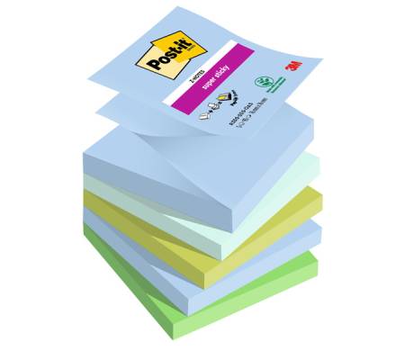 Blocco Post it Super Sticky Z Notes R330-5SS-OAS - 76 x 76 mm - colori Oasis - 90 fogli - conf. 5 pezzi - Post-it - 7100258791 - 4054596924314 - DMwebShop
