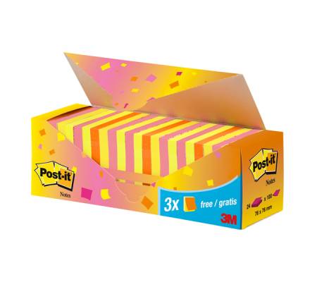 Blocco foglietti Super Sticky - 76 x 76 mm - 100 fogli - colori assortiti - conf. 24 blocchi - Post-it - 7100172223 - 4046719273959 - DMwebShop