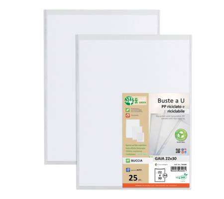 Buste forate a U Gaia - PP riciclato - buccia - 22 x 30 cm - conf. 25 pezzi - Sei Rota - 722230 - 8004972030289 - DMwebShop