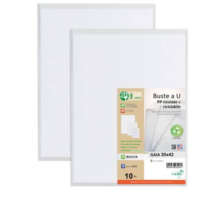 Buste forate a U Gaia - PP riciclato - buccia - 30 x 42 cm - conf. 10 pezzi - Sei Rota - 723042 - 8004972030319 - DMwebShop