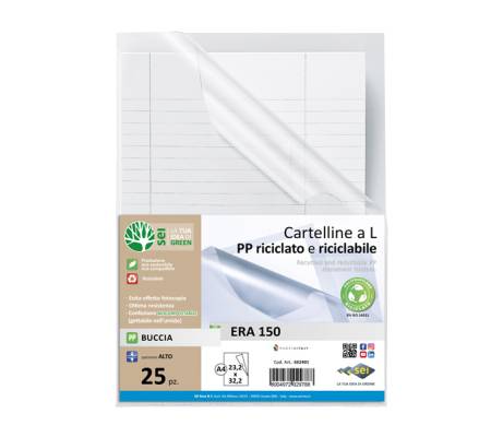 Cartellina a L Era 150 - A4 - PP riciclato - buccia - conf. 25 pezzi - Sei Rota - 662401 - 8004972029788 - DMwebShop
