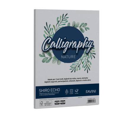Carta Calligraphy Nature Shiro Eco - A4 - 250 gr - cenere - conf. 50 fogli - Favini - A69U914 - 8007057615777 - DMwebShop