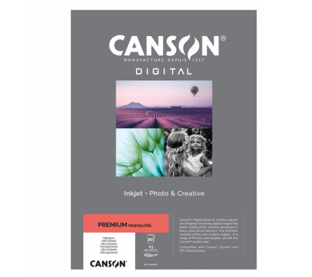 Carta Inkjet Premium - A3 - 255 gr - 20 fogli - lucida - Canson - C33300S007 - 3148950065711 - DMwebShop