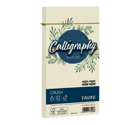 Busta Calligraphy Nature Crush - 110 x 220 mm - 90 gr - alga - conf. 25 pezzi - Favini - A57Q204 - 8007057760088 - DMwebShop