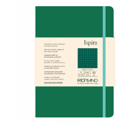 Taccuino Ispira - con elastico - copertina rigida - A5 - 96 fogli - puntinato - verde - Fabriano - 19714811 - 8001348221371 - DMwebShop