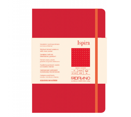 Taccuino Ispira - con elastico - copertina rigida - A5 - 96 fogli - puntinato - rosso - Fabriano - 19714808 - DMwebShop