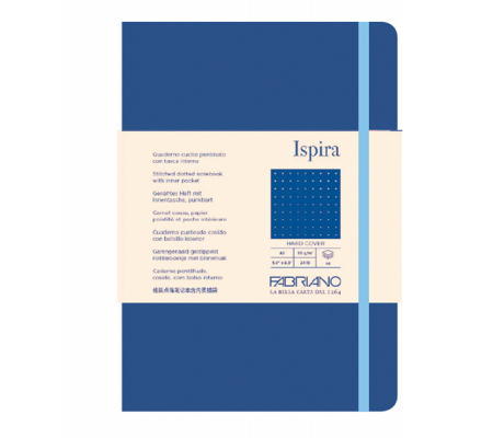 Taccuino Ispira - con elastico - copertina rigida - A5 - 96 fogli - puntinato - blu royal - Fabriano - 19714812 - 8001348221388 - DMwebShop