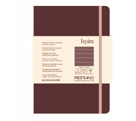 Taccuino Ispira - con elastico - copertina rigida - A5 - 96 fogli - righe - marrone - Fabriano - 19714801 - 8001348221272 - DMwebShop
