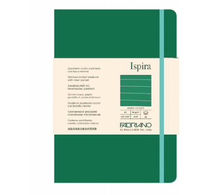 Taccuino Ispira - con elastico - copertina rigida - A5 - 96 fogli - righe - verde - Fabriano - 19714805 - 8001348221319 - DMwebShop