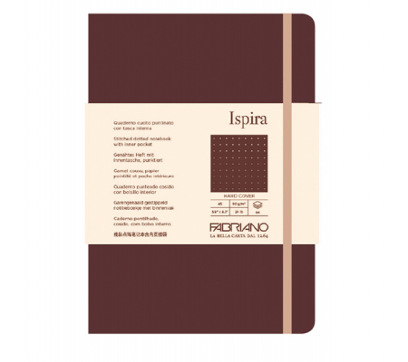 Taccuino Ispira - con elastico - copertina flessibile - A5 - 96 fogli - puntinato - marrone - Fabriano - 19614807 - DMwebShop