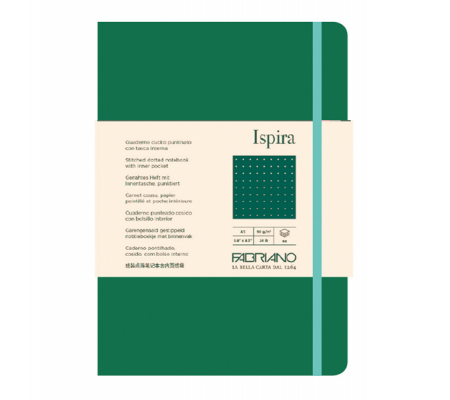 Taccuino Ispira - con elastico - copertina flessibile - A5 - 96 fogli - puntinato - verde - Fabriano - 19614811 - 8001348221258 - DMwebShop