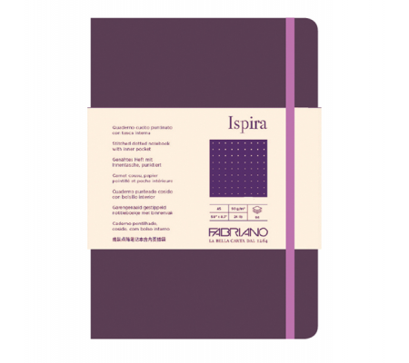 Taccuino Ispira - con elastico - copertina flessibile - A5 - 96 fogli - puntinato - viola - Fabriano - 19614809 - DMwebShop