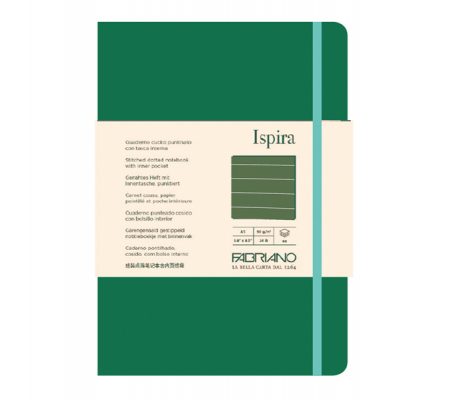 Taccuino Ispira - con elastico - copertina flessibile - A5 - 96 fogli - righe - verde - Fabriano - 19614805 - 8001348221197 - DMwebShop