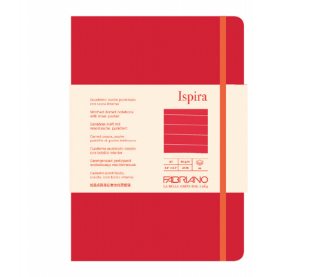Taccuino Ispira - con elastico - copertina flessibile - A5 - 96 fogli - righe - rosso - Fabriano - 19614802 - DMwebShop