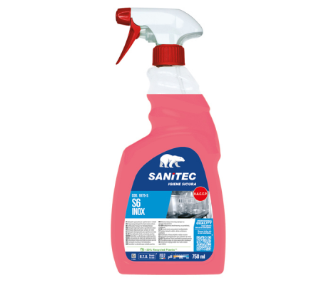 Detergente sgrassante S6 Inox - per superfici - 750 ml - Sanitec - 1875-S - 8032680392115 - DMwebShop