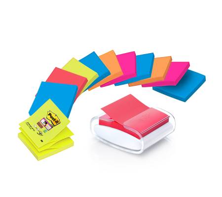 Dispenser Pro Super Sticky Z Notes - 76 x 76 mm - colori assortiti - 12 ricariche di foglietti incluse - Post-it - 7100039361 - 4891203054398 - DMwebShop