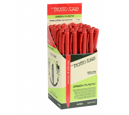 Penna sfera Uno Green - punta media 1 mm - rosso - conf. 50 pezzi - Tratto - F838302 - 8000825044045 - DMwebShop