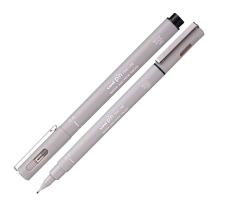 Pin fineliner - punta 0,5 mm - grigio chiaro - conf. 12 pezzi - Uni Mitsubishi - M PIN105 GRC - 4902778230794 - DMwebShop