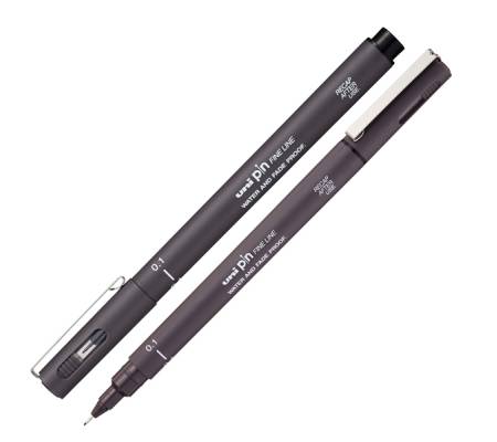 Pin fineliner - punta 0,1 mm - grigio scuro - conf. 12 pezzi - Uni Mitsubishi - M PIN101 GRS - 4902778230756 - DMwebShop