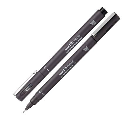 Pin fineliner - punta 0,5 mm - grigio scuro - conf. 12 pezzi - Uni Mitsubishi - M PIN105 GRS - 4902778230787 - DMwebShop