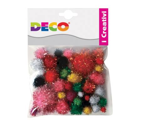 Pompons Lame' - 7 - 28 mm - colori assortiti - conf. 40 pezzi - Deco - 10961 - 8004957109610 - DMwebShop