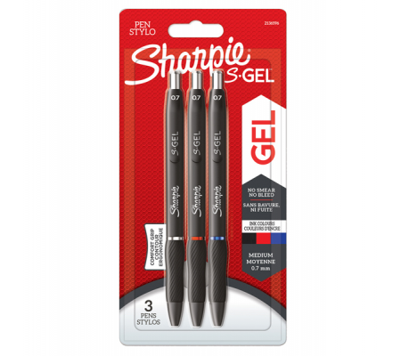 Penna gel a scatto - punta 0,7 mm - nero-blu/rosso - conf. 3 pezzi - Sharpie - 2136596 - 3026981365966 - DMwebShop