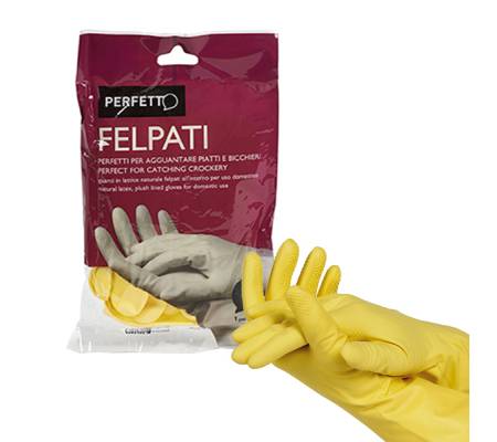Guanti in lattice - felpati - taglia S/6 - giallo - blister 2 pezzi - Perfetto - 0399A - 8000957039919 - DMwebShop