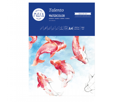 Carta per acquarello Talento - A4 - 300 gr/m2 - conf. 10 fogli - Musa - MU131294 - 8004957122794 - DMwebShop