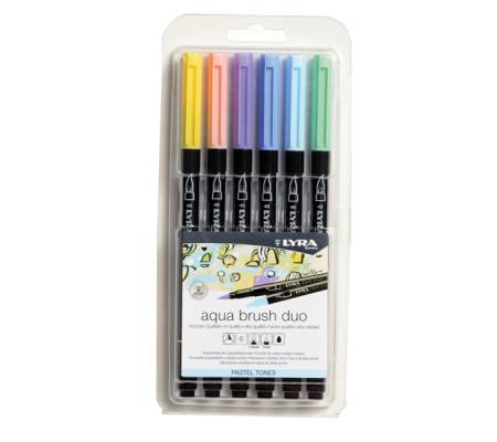 Pennarello Aqua Brush Duo - colori pastel - conf. 6 pezzi - Lyra - L6521061 - 4084900610190 - DMwebShop