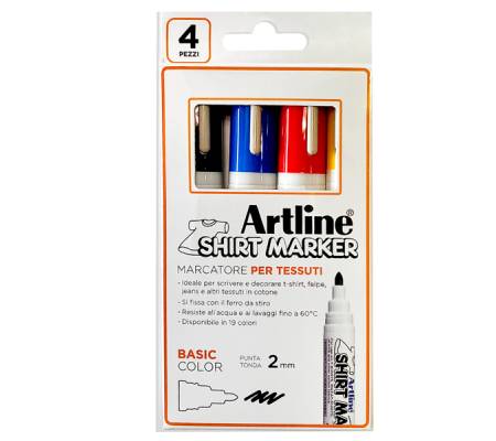 Marcatore per tessuto - punta tonda 2 mm - colori assortiti - conf. 4 pezzi - Artline - A EKT2/4W - 8007404258268 - DMwebShop