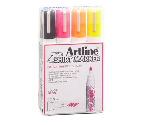 Marcatore per tessuto - punta tonda 2 mm - colori assortiti - conf. 4 pezzi - Artline - A EKT2/4W1 - 8007404258244 - DMwebShop