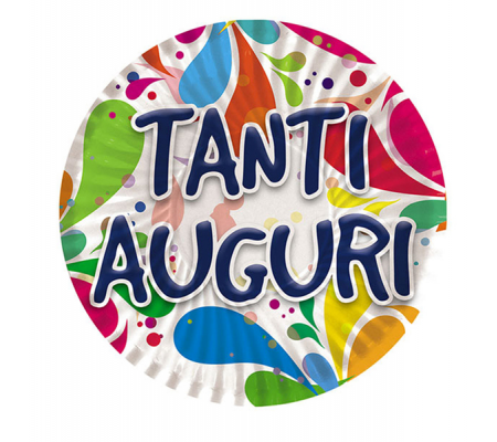 Piatti Tanti Auguri carta - Ø 18 cm - conf. 10 pezzi - Big Party - 60860 - DMwebShop