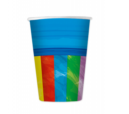 Bicchieri carta - 200 cc - fantasia multicolor arcobaleno - conf. 8 pezzi - Big Party - 61473 - 8020834614732 - DMwebShop
