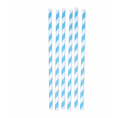 Cannucce Stripes carta azzurro-bianco - conf. 12 pezzi - Big Party - 73601 - DMwebShop