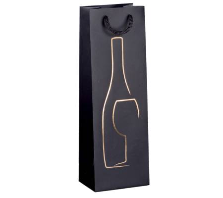Shopper portabottiglie - con manici in corda - 12 x 37 x 9 cm - nero - conf. 10 pezzi - Rex Sadoch - SDN12nero - 8006715220650 - DMwebShop
