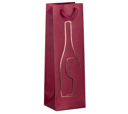 Shopper portabottiglie - con manici in corda - 12 x 37 x 9 cm - rosso - conf. 10 pezzi - Rex Sadoch - SDN12rosso - 8006715220667 - DMwebShop