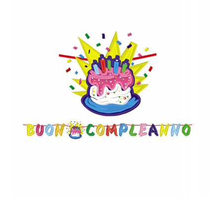 Festone Buon compleannoTorta - in cartoncino - 6 mt - Big Party - 13393 - 8020834133936 - DMwebShop