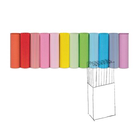 Rotolo carta regalo - 2 mt x 70 cm - fantasie righe e pois - espositore 50 pezzi - Rex Sadoch - EC3J1G01 - 8006715055849 - DMwebShop