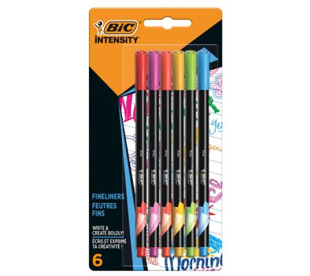 Fineliner Intensity - punta 0,8 mm - tratto 0,4 mm - colori assortiti Rainbow - astuccio 6 pezzi - Bic - 503926 - 3086123498327 - DMwebShop