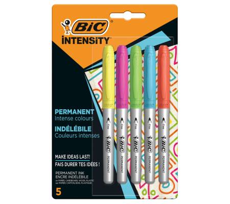 Marcatore Intensity Rainbow - indelebile - punta tonda - colori assortiti - conf. 5 pezzi - Bic - 503927 - 3086123545557 - DMwebShop