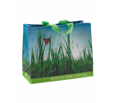 Borsa - per la spesa - ripiegabile - PP -38 x 43 x 20 cm - fantasia prato con farfalla - Berni Group - 45/p - DMwebShop