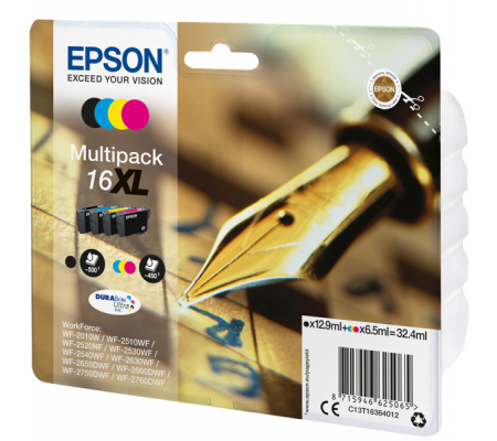 Multipack Cartuccia ink - 16XL - C-M-Y-K - C-M-Y 6,5 ml cad - K 12,9 ml - Epson - C13T16364012 - 8715946625065 - DMwebShop