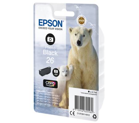 Cartuccia ink - 26 - nero Photo - 4,7 ml - Epson - C13T26114012 - 8715946625560 - DMwebShop