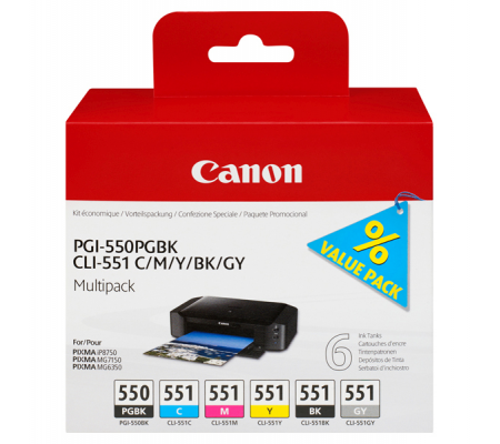Cartucce ink - C-M-Y-K-GR - Canon - 6496B005 - 8714574623207 - DMwebShop