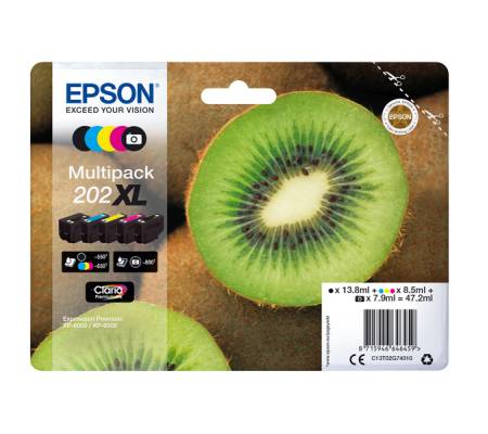 Multipack Cartuccia ink - 202XL - C-M-Y-K-K PH - C-M-Y - 8,5 ml cad - K 13,8 ml - K PH 7,9 ml - Epson - C13T02G74010 - 8715946646459 - DMwebShop