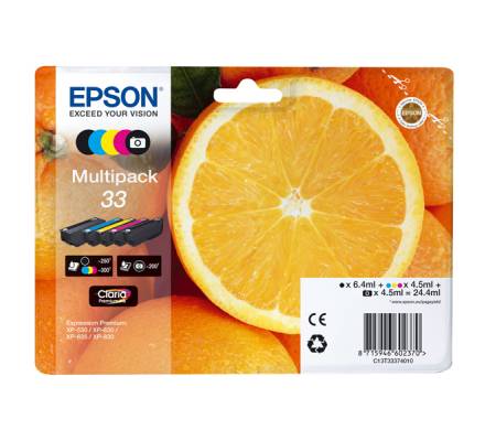 Confezione Cartuccia ink - 33 - C-M-Y-K-K PH - C-M-Y-K PH 4,5 ml cad - K 6,4 ml - Epson - C13T33374011 - 8715946645278 - DMwebShop